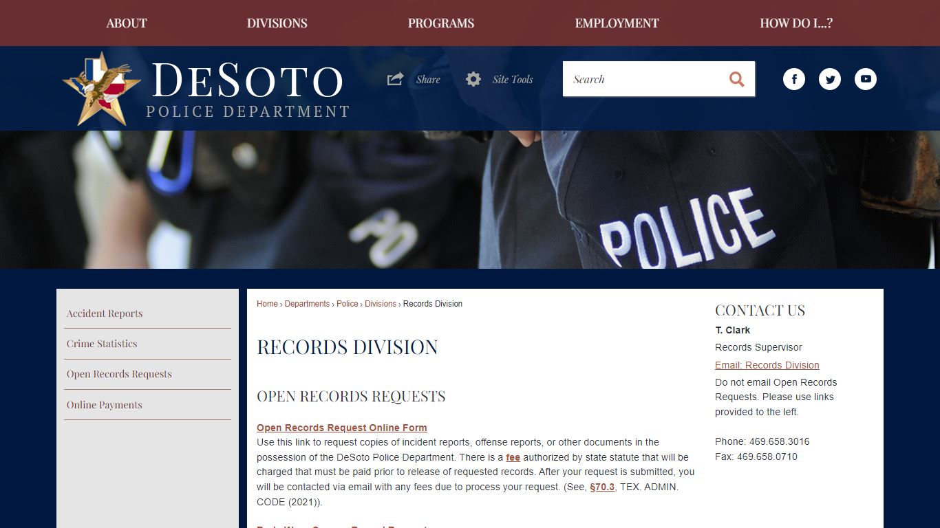 Records Division | DeSoto, TX - Official Website