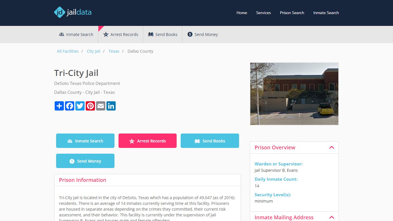 Tri-City Jail Inmate Search and Prisoner Info - DeSoto, TX - Jaildata.com